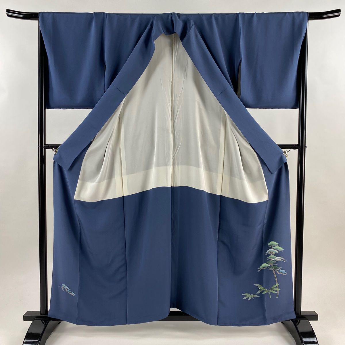  色留袖 身丈160 cm 裄丈67 5 L 袷 加賀友禅 寺西一紘作 落款 梅橋茶屋 藍色 正絹 一つ紋 色留袖 着物