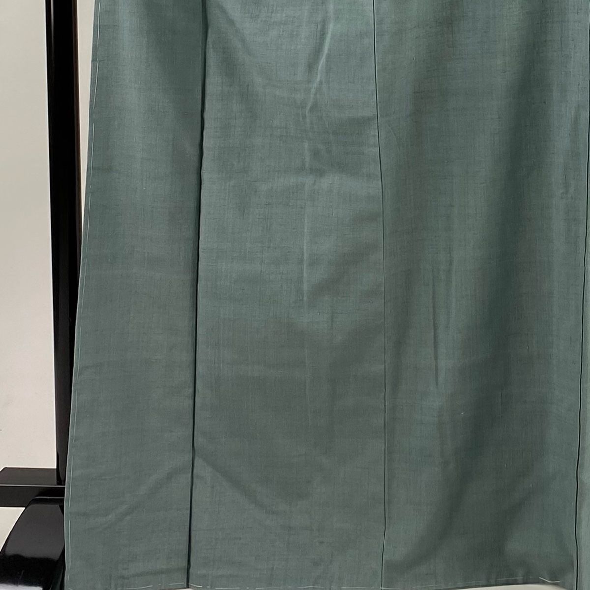 結城紬 身丈170 cm 裄丈68 5 L 袷 はたおり娘 証紙 灰緑 正絹