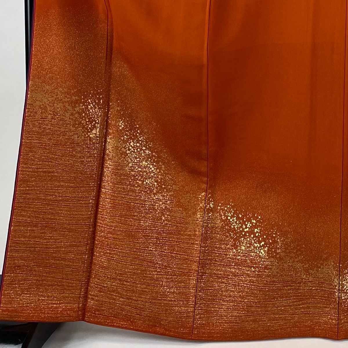 振袖 身丈167 5 cm 裄丈66 M 袷 箔散らし 横縞 箔 オレンジ 正絹 秀品