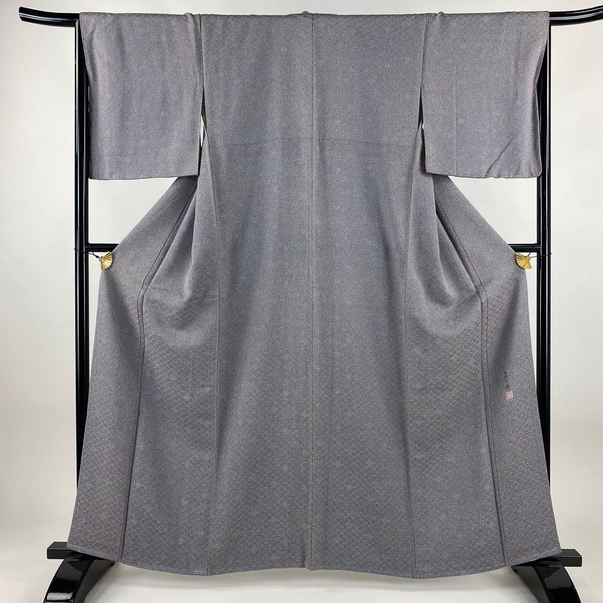 小紋 身丈161 5 cm 裄丈66 M 袷 落款 幾何学模様 青灰色 正絹 秀品