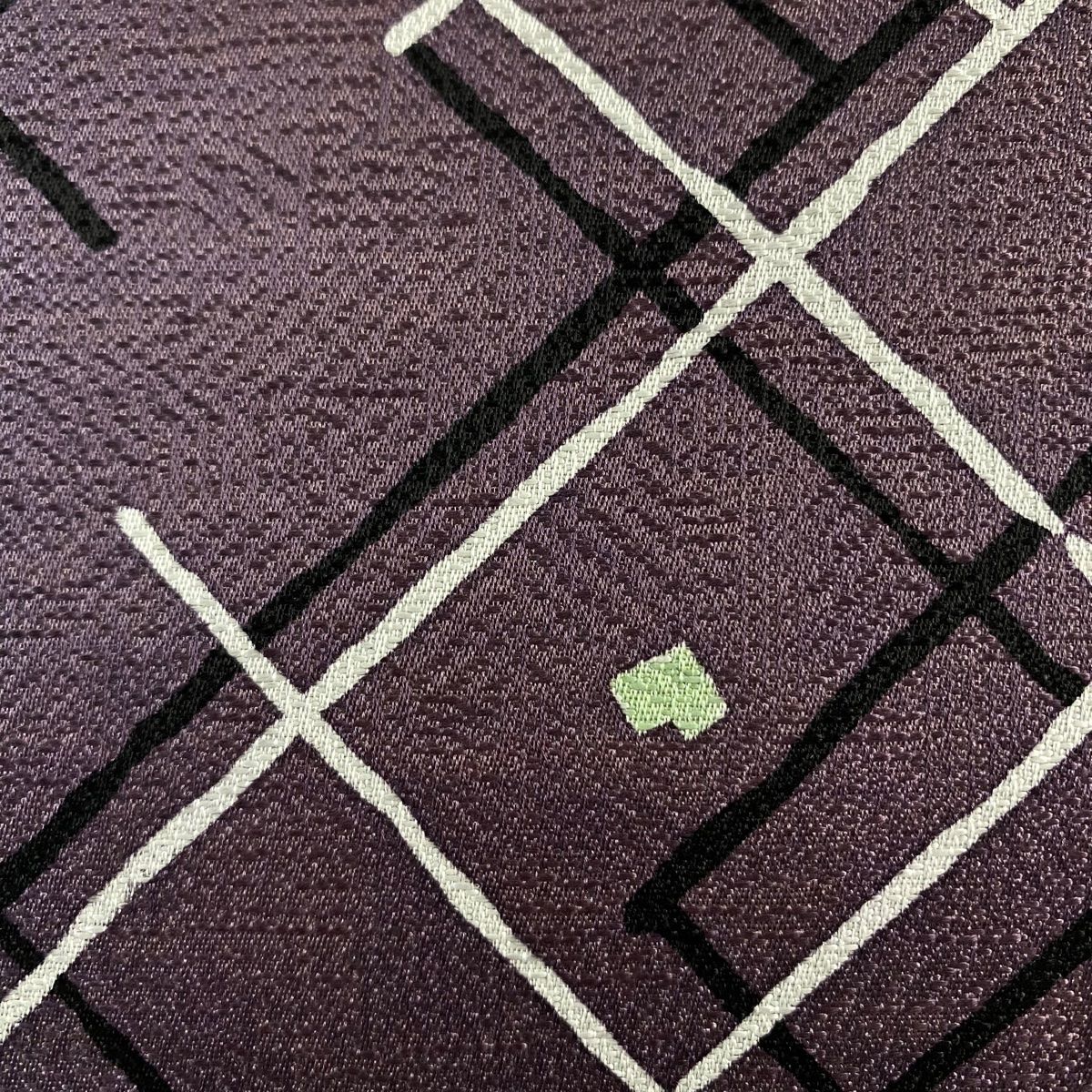 袋帯 幾何学 箔散らし ぼかし 灰紫 お太鼓柄 正絹