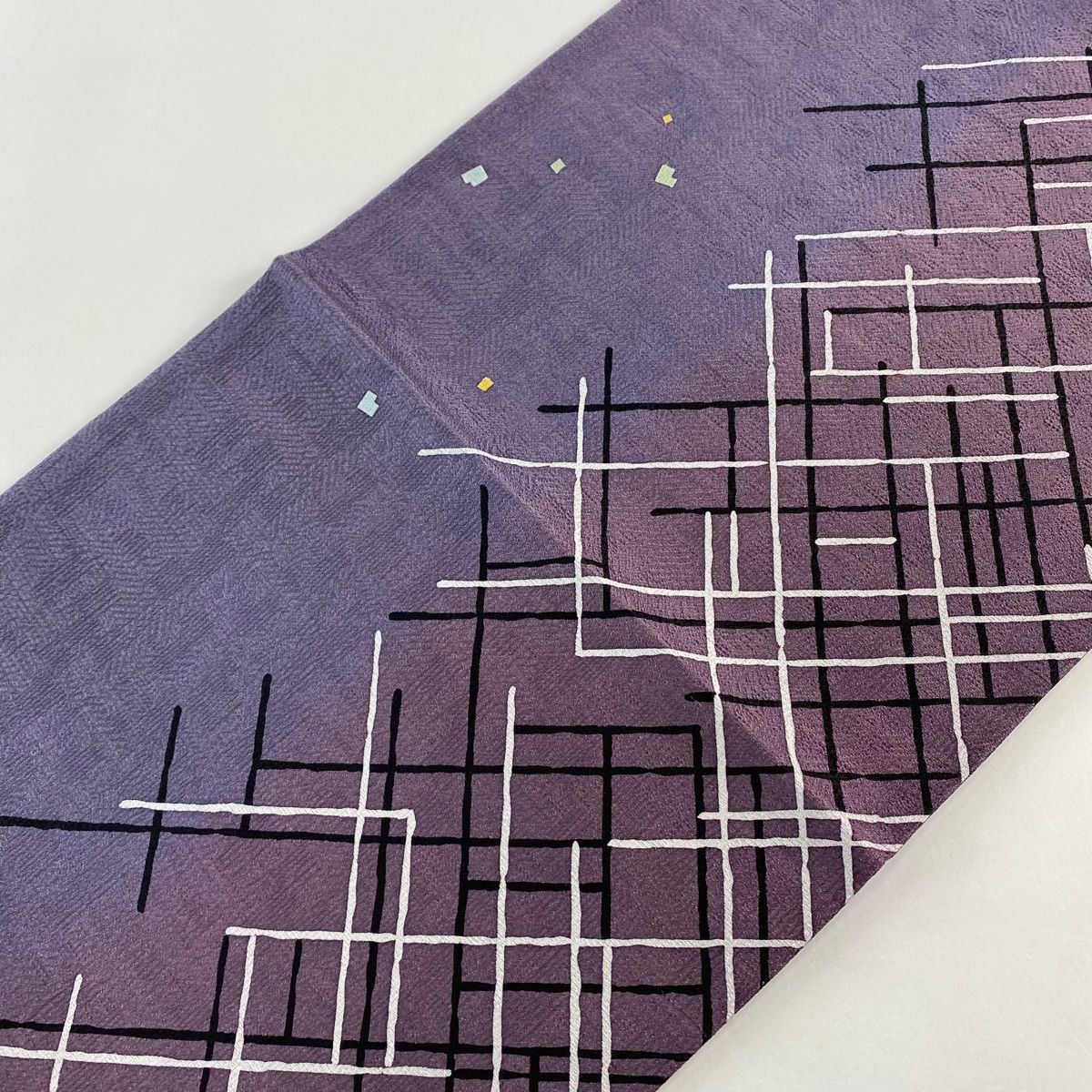  袋帯 幾何学 箔散らし ぼかし 灰紫 お太鼓柄 正絹 袋帯 帯