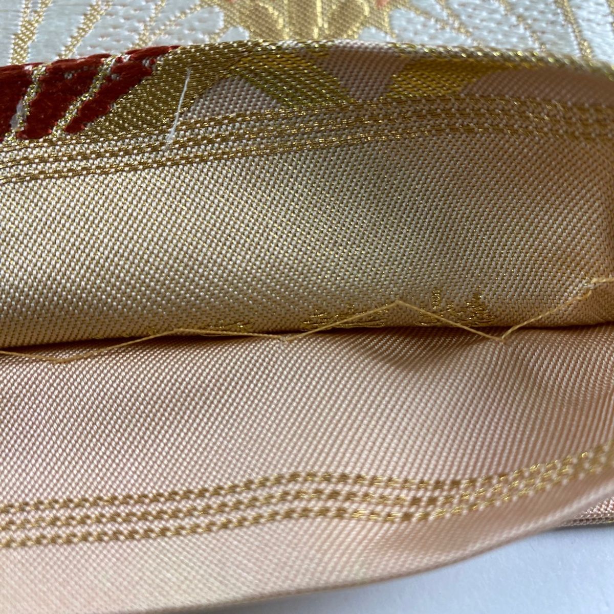 美品】 袋帯 名品 川島織物 落款 有職文様 金銀糸 箔 金色 六通 正絹
