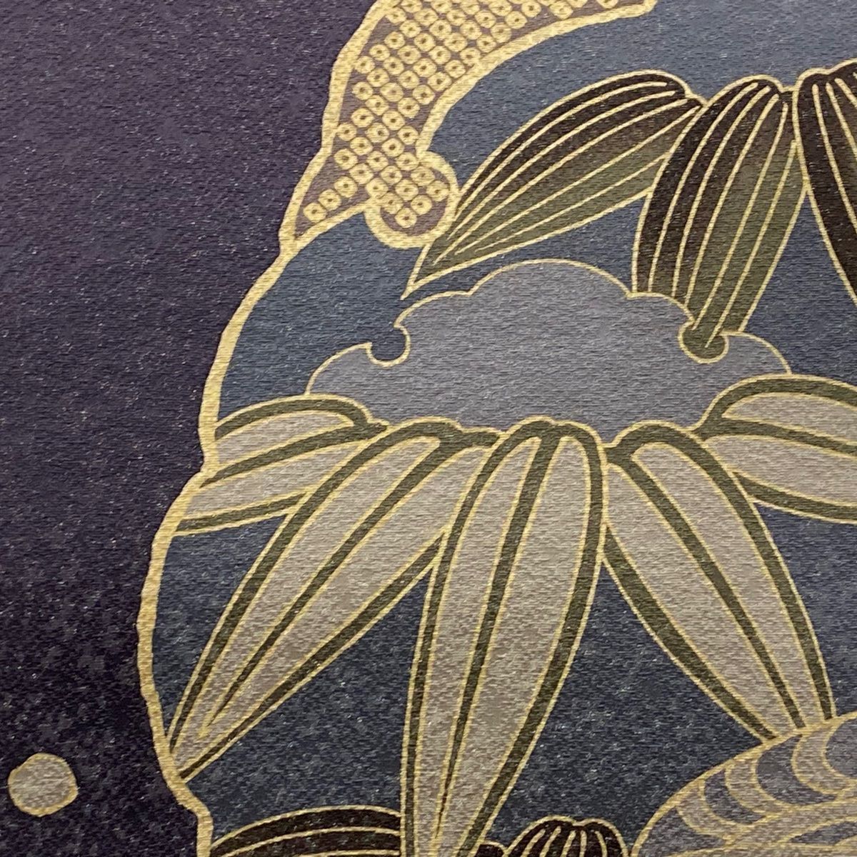 袋帯 ますいわ屋 笹 雪輪 銀通し 紫 お太鼓柄 正絹