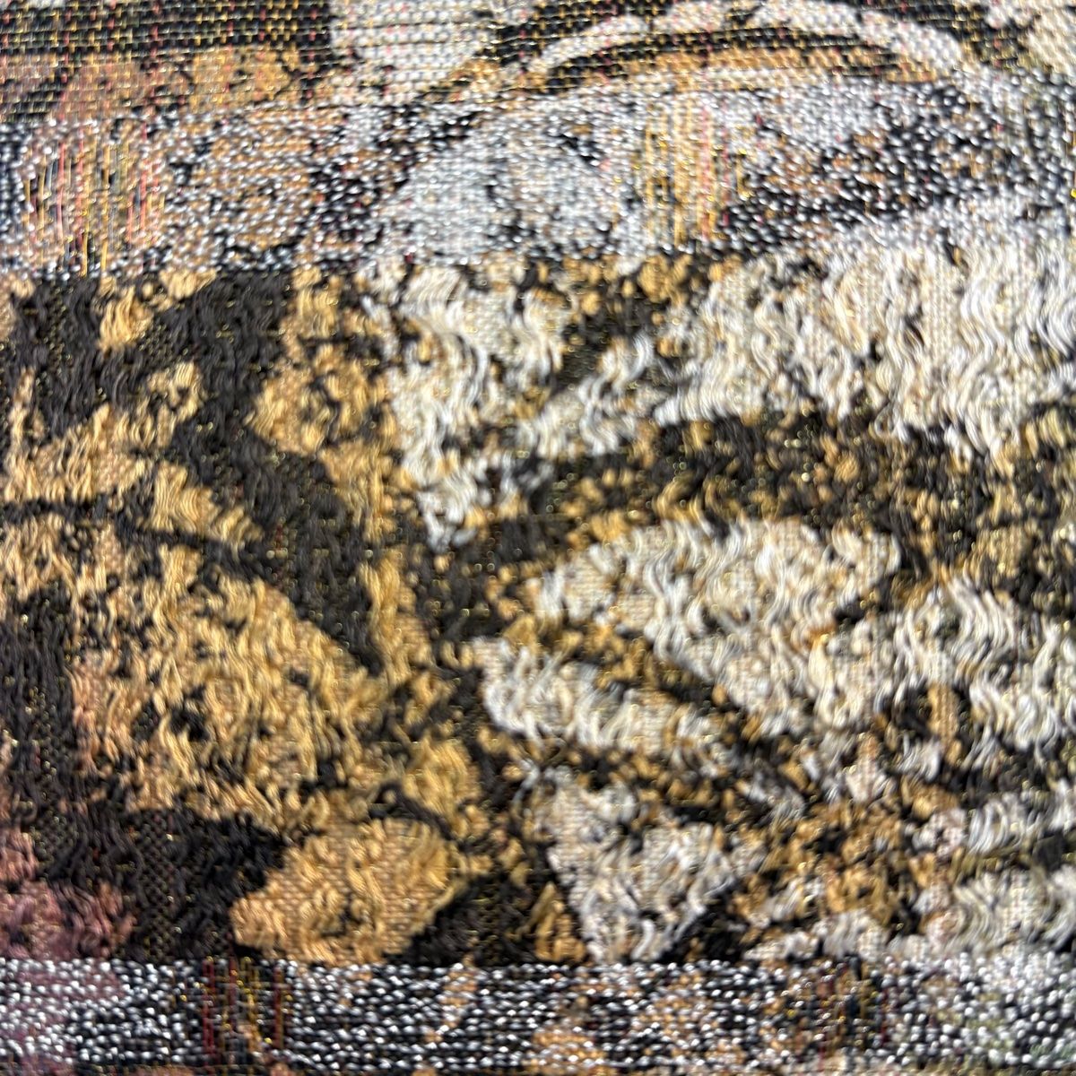 袋帯 芝 横縞 金銀糸 箔 墨色 全通 正絹