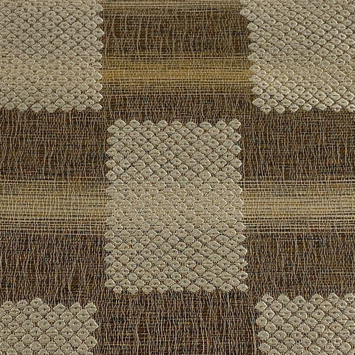 袋帯 市松 疋田 栗皮染 灰茶 全通 正絹