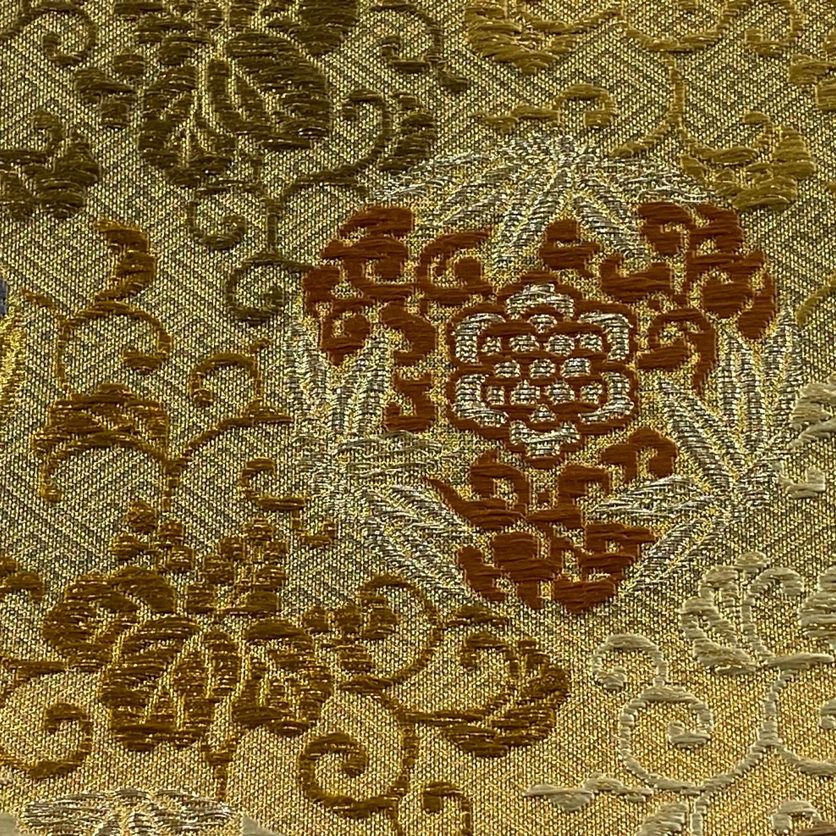 袋帯 蝶 葡萄唐草 唐織 金銀糸 金色 六通 正絹