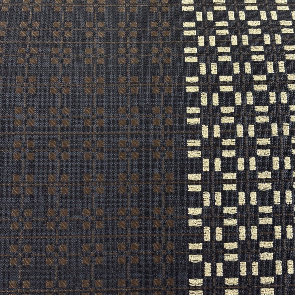 袋帯 幾何学 金糸 墨色 全通 正絹