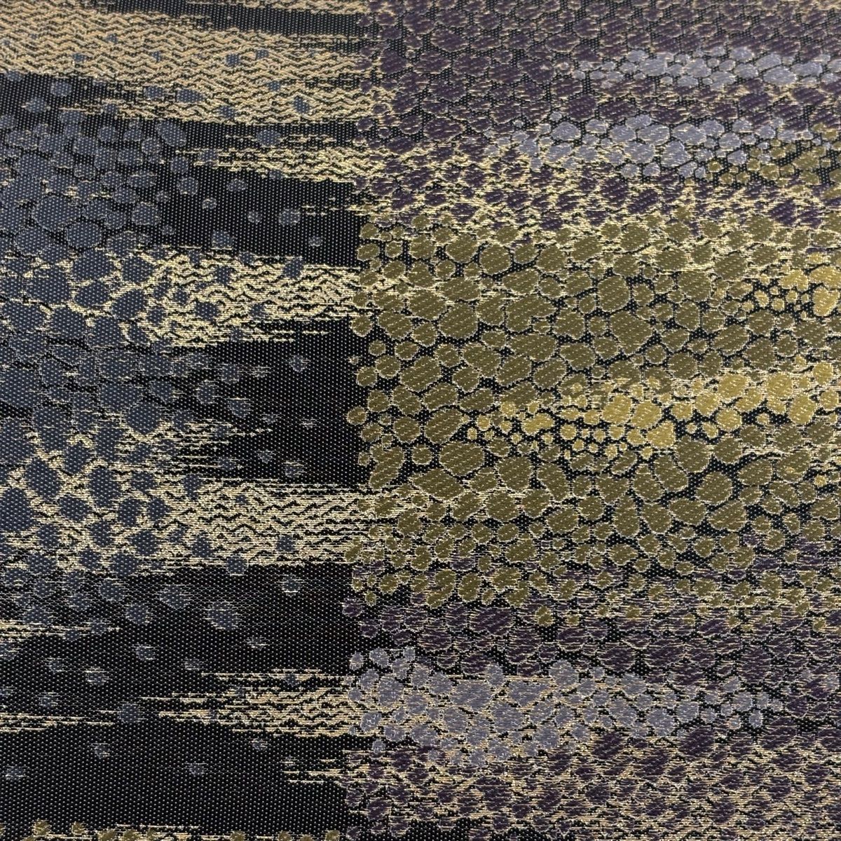 袋帯 落款 誠之輔 霞 箔 灰紫 全通 正絹