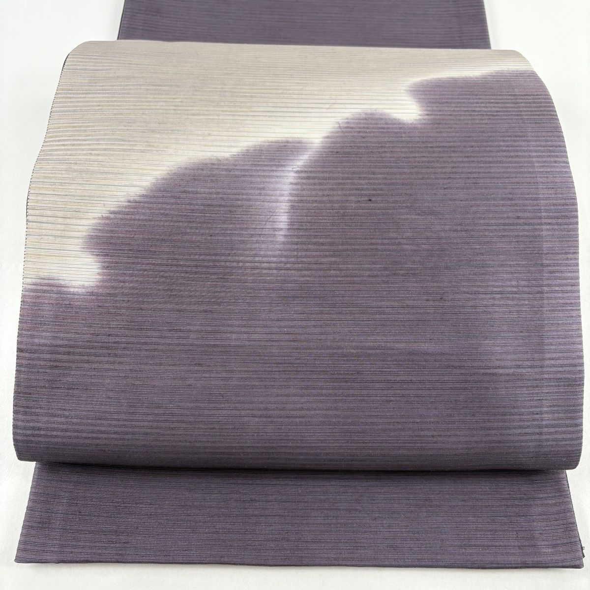 袋帯 ますいわ屋 雪輪 幾何学 ぼかし 灰紫 お太鼓柄 正絹