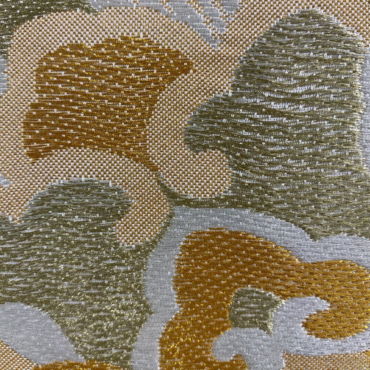 袋帯 花唐草 金銀糸 クリーム 六通 正絹