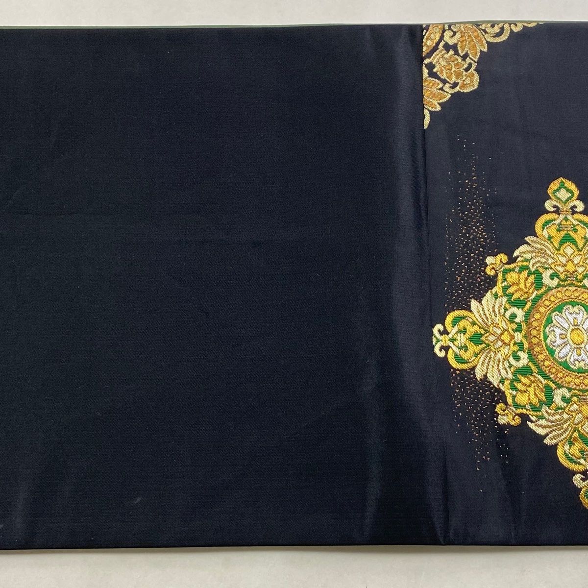  袋帯 華文 霞 金銀糸 箔 黒 六通 正絹 袋帯 帯