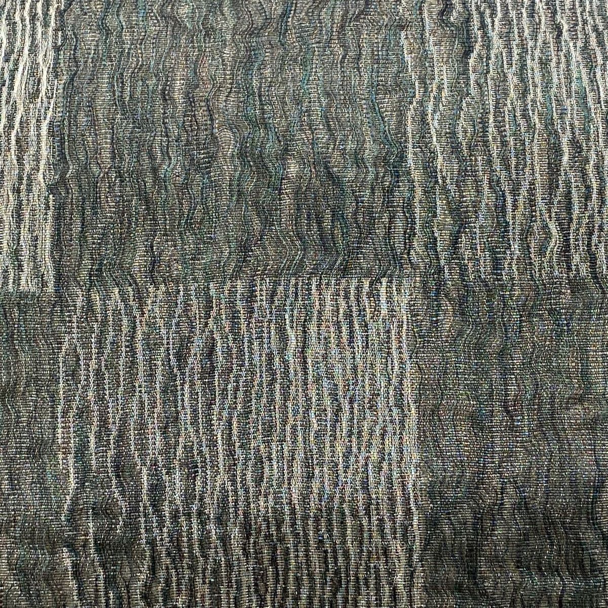 袋帯 市松 銀糸 ラメ糸 灰色 全通 正絹