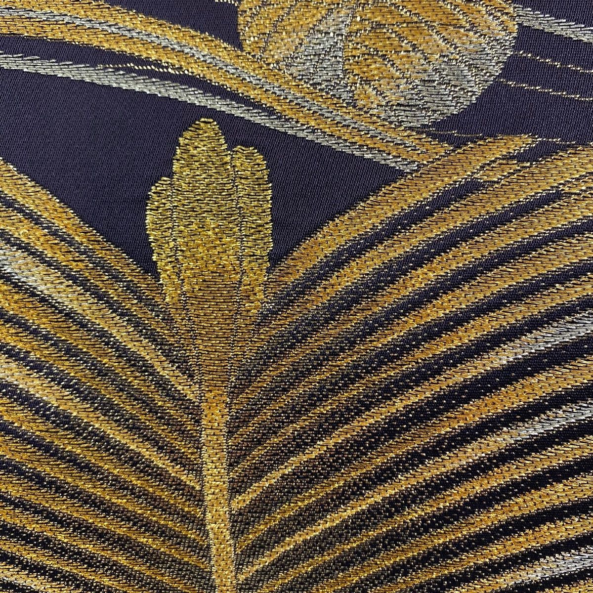 袋帯 若松 金銀糸 箔 濃紫 六通 正絹