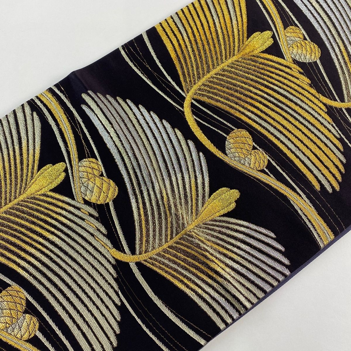  袋帯 若松 金銀糸 箔 濃紫 六通 正絹 袋帯 帯