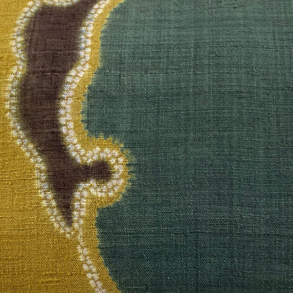 袋帯 紬地 雪輪 絞り 山吹茶色 お太鼓柄 正絹