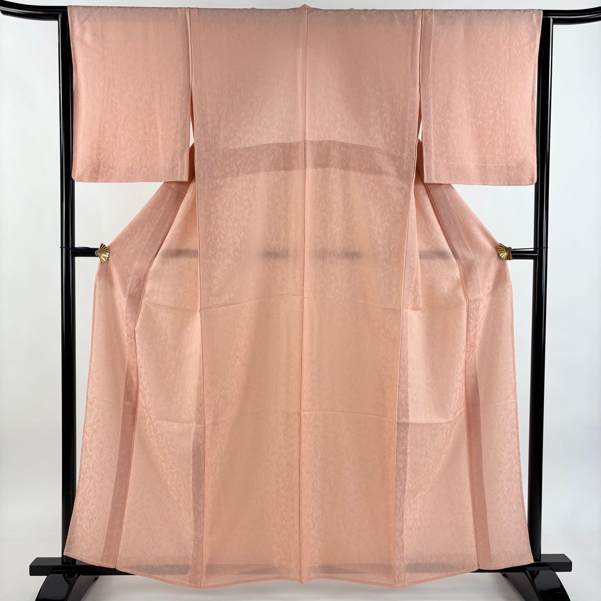 色無地 身丈159 cm 裄丈64 5 M 薄物 地紋 金通し サーモンピンク 正絹 秀品