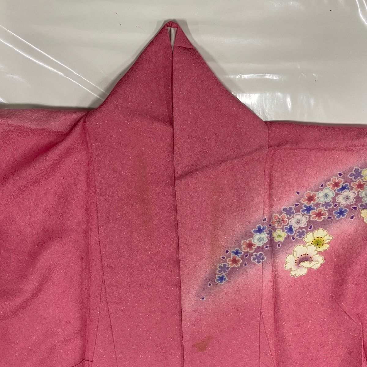  訪問着 身丈163.5 cm 裄丈65.5 M 袷 花 流水 金通し 金彩 ピンク 正絹 秀品 訪問着 付け下げ 着物