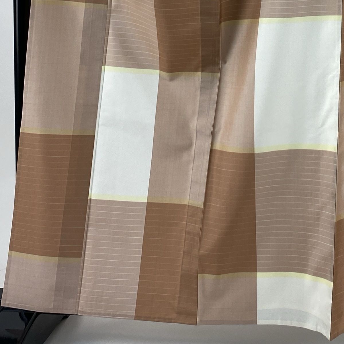 紬 身丈160 cm 裄丈64 M 単衣 縞 薄小豆 正絹 秀品