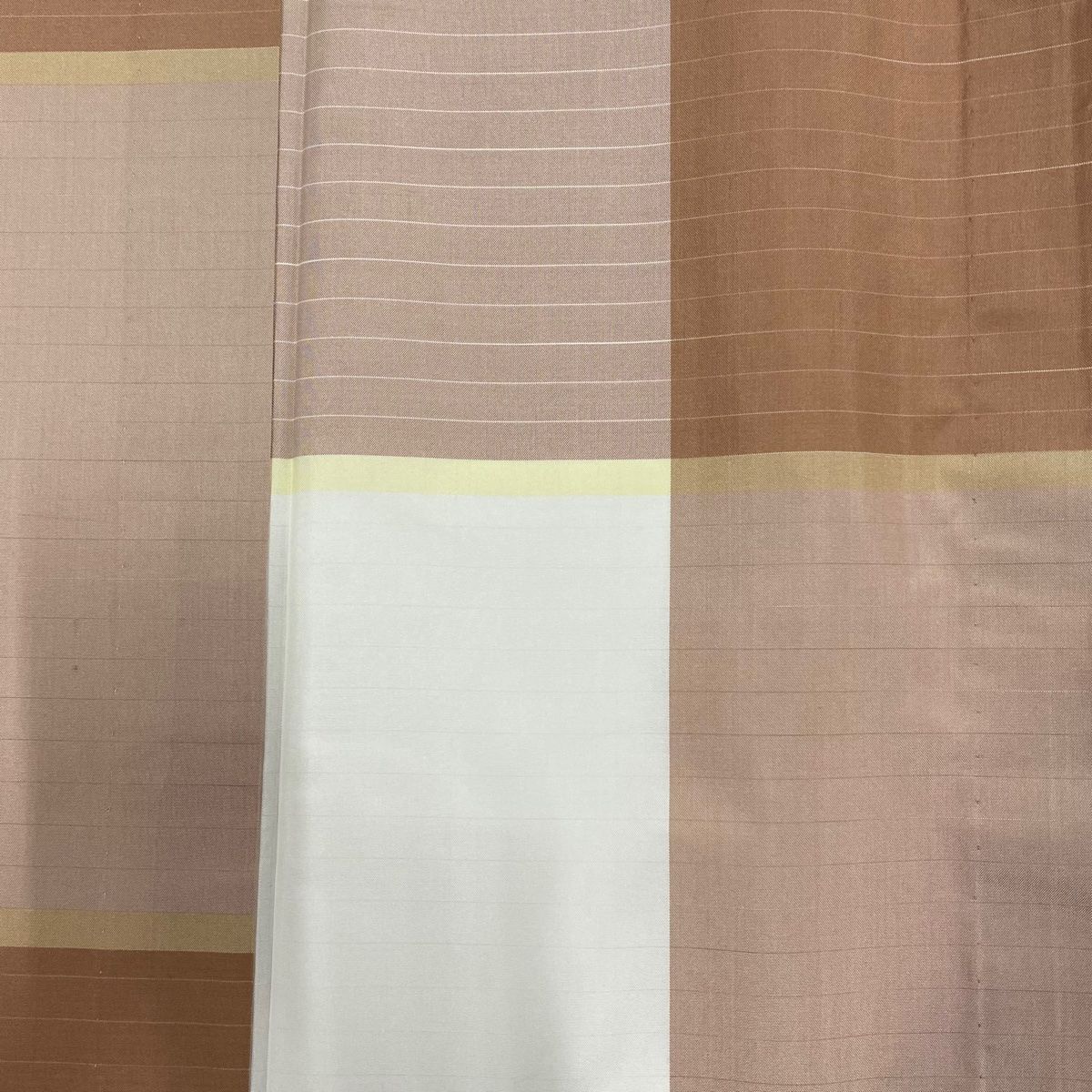  紬 身丈160 cm 裄丈64 M 単衣 縞 薄小豆 正絹 秀品 紬 着物