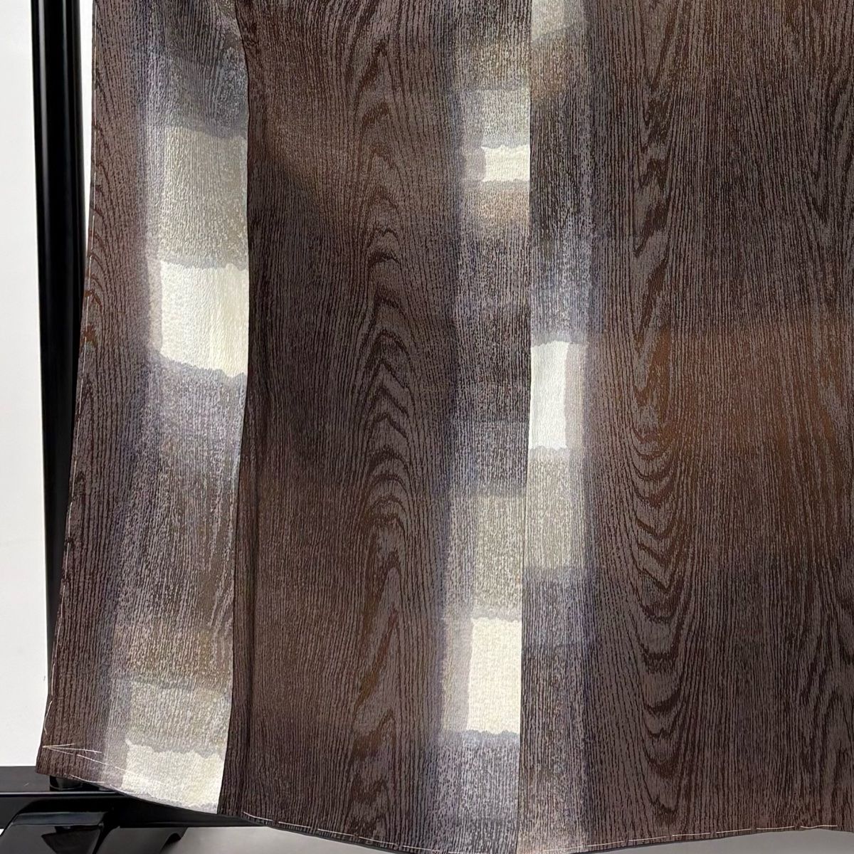 小紋 身丈160 cm 裄丈64 M 袷 木目 幾何学 茶紫 正絹 秀品