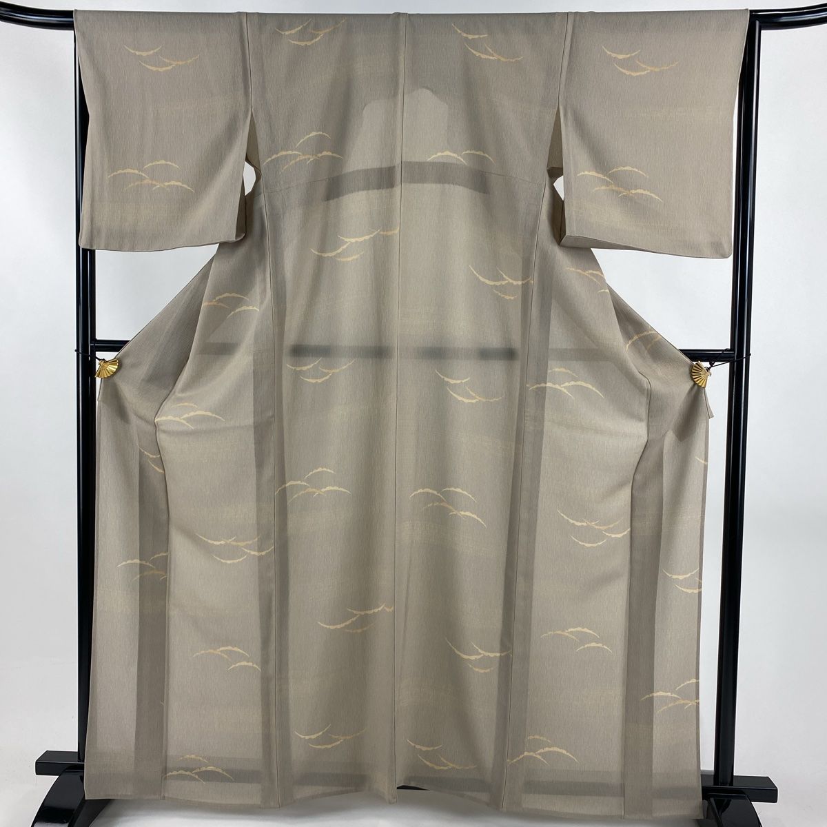 小紋 身丈162.5 cm 裄丈65 M 薄物 雪芝 霞 灰茶 正絹 秀品