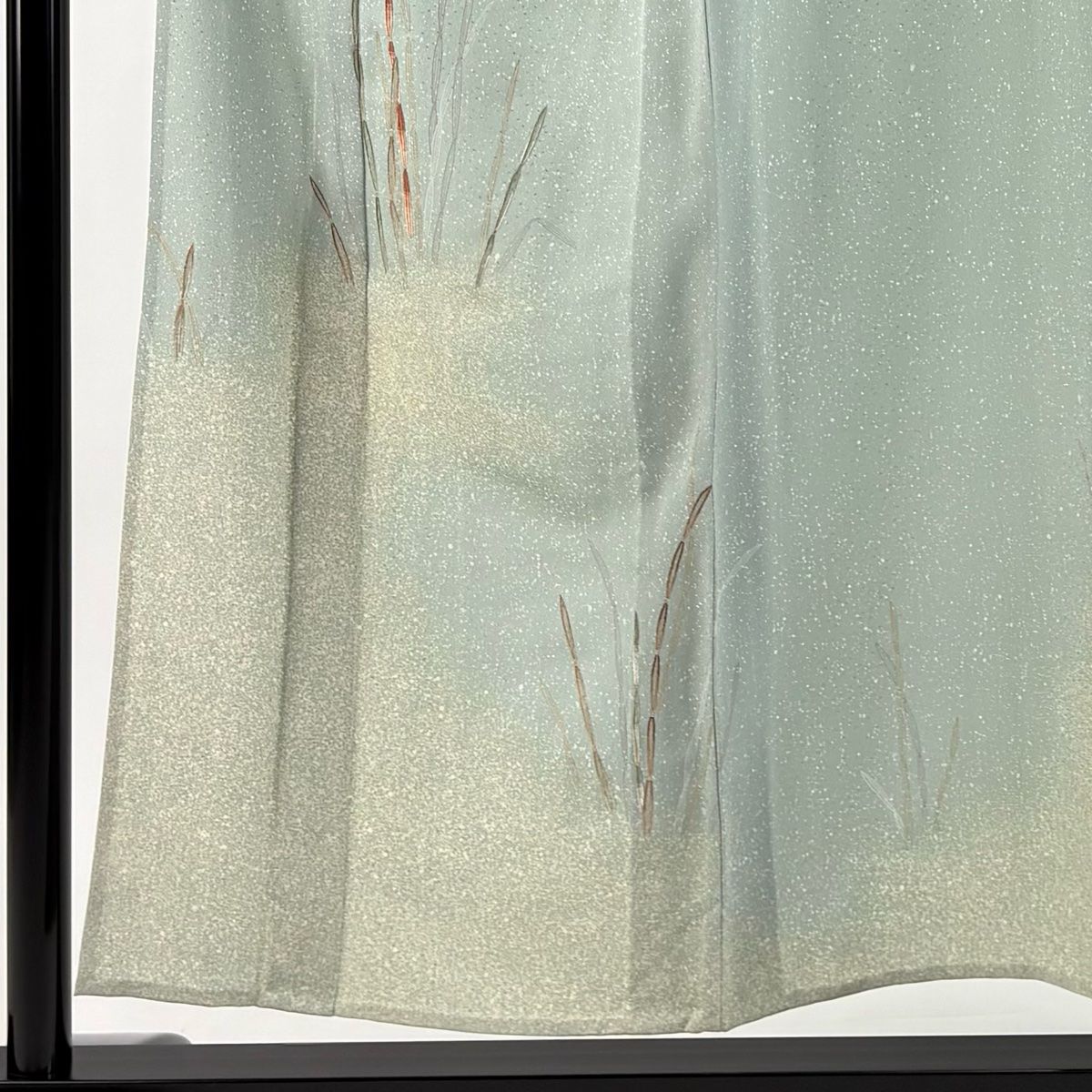 付下げ 身丈153 cm 裄丈61 5 S 単衣 木賊 霞 刺繍 薄緑 正絹 秀品 一つ紋