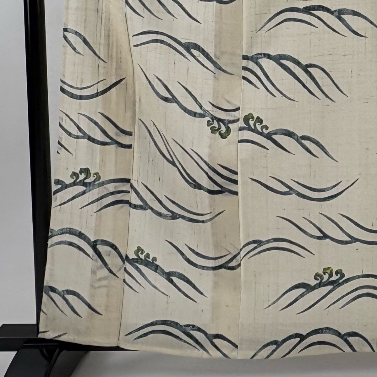 小紋 身丈159 cm 裄丈63 S 薄物 夏紬地 波頭 ベージュ 正絹 秀品