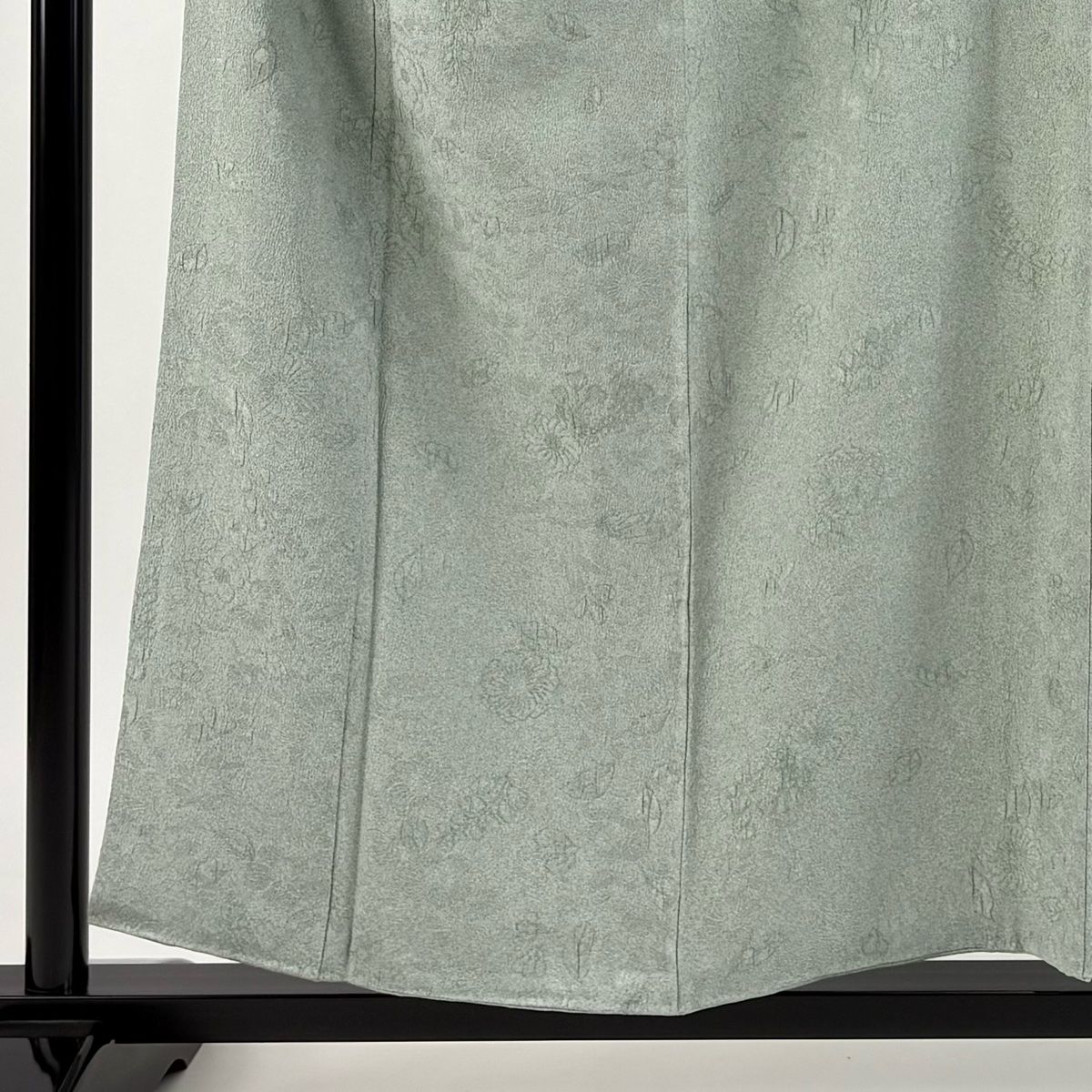 小紋 身丈156 cm 裄丈63 S 袷 地紋 薄緑 正絹 秀品 一つ紋