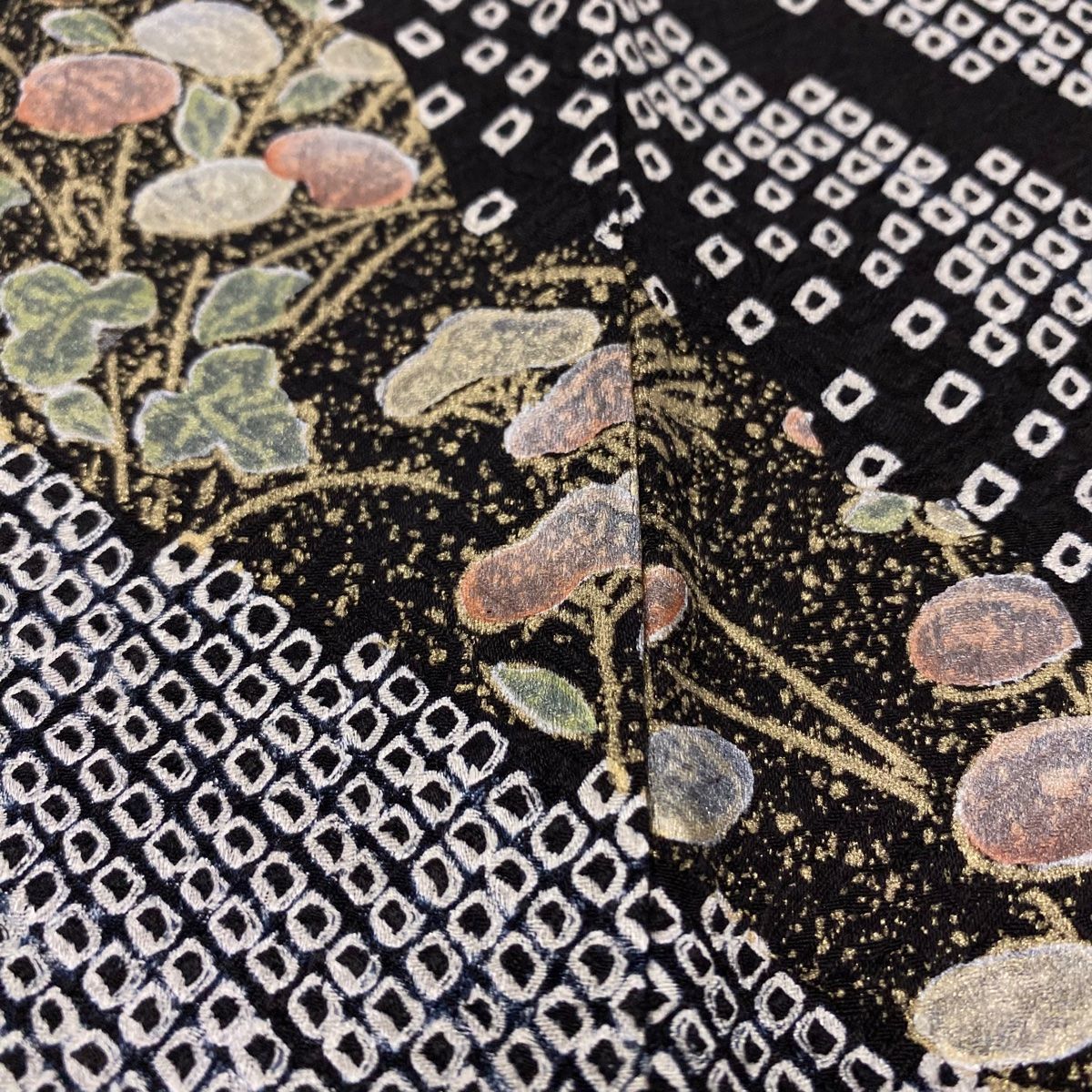 訪問着 身丈162.5cm 裄丈64cm M 袷 草花 霞 刺繍 ぼかし 灰紫