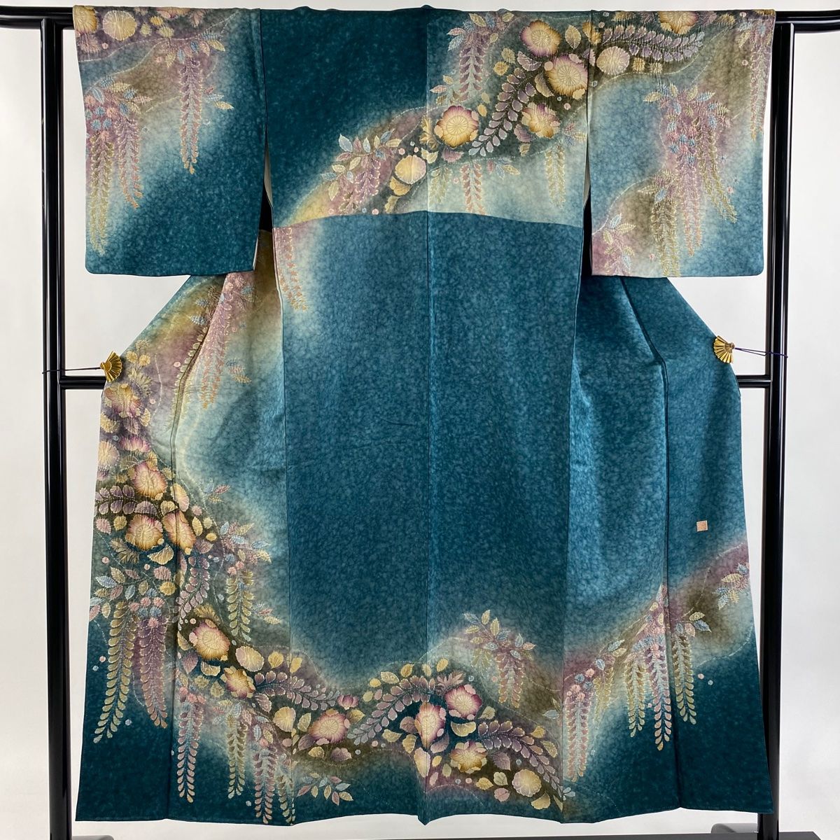 訪問着 身丈150 cm 裄丈63 5 S 袷 落款 辻が花 銀通し ぼかし 緑 正絹 秀品
