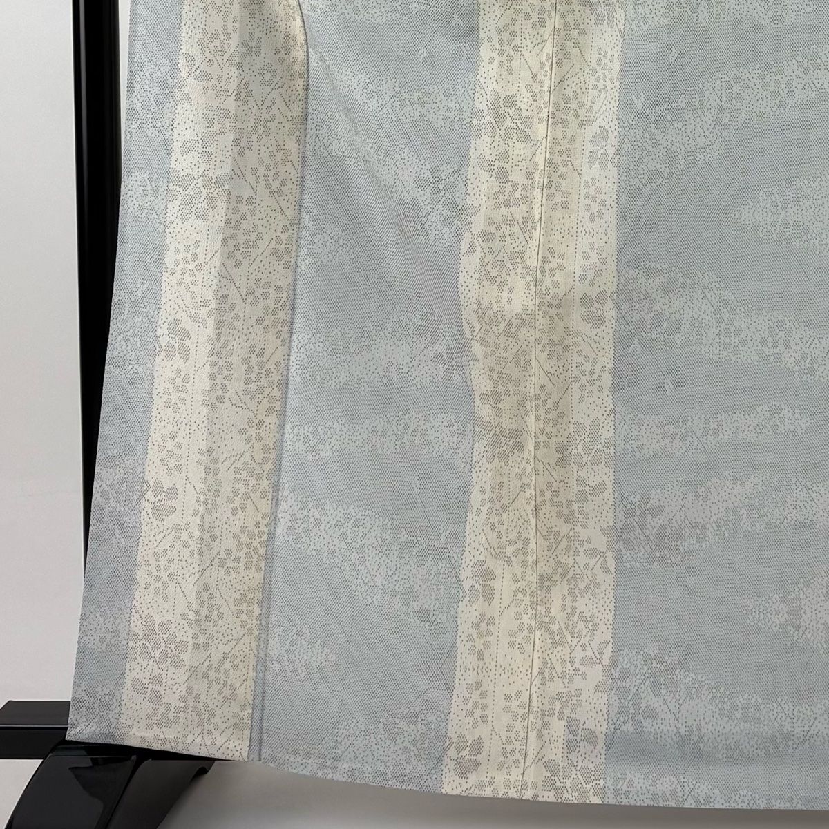 紬 身丈163 cm 裄丈65 M 単衣 葉 青灰色 正絹 秀品