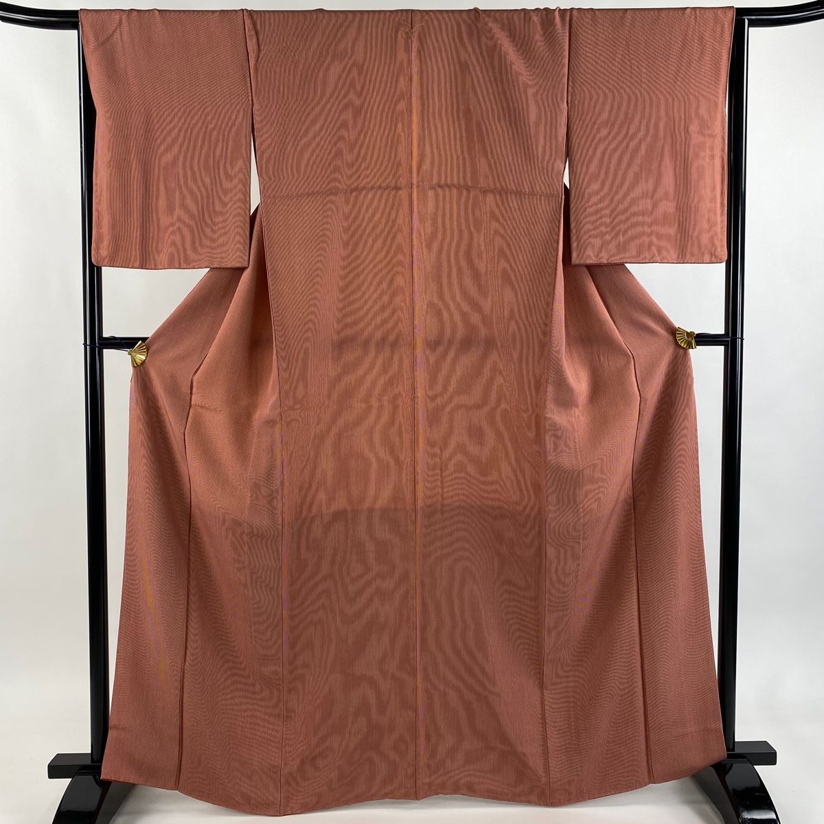 江戸小紋 身丈165 cm 裄丈66 M 袷 樋口実 落款 万筋 赤茶 正絹 秀品 一つ紋