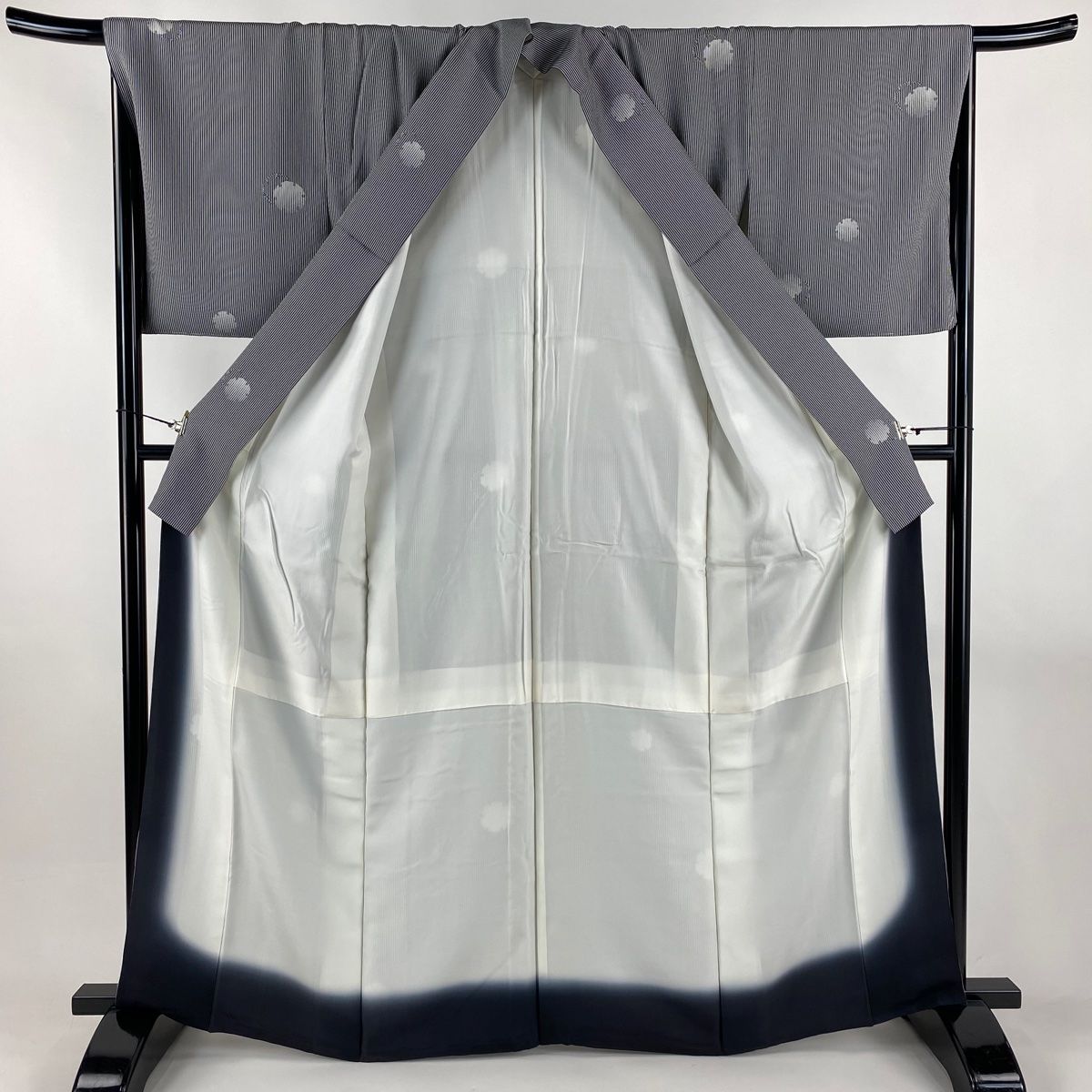  小紋 身丈164 5 cm 裄丈67 M 袷 黒灰 正絹 秀品 小紋 着物