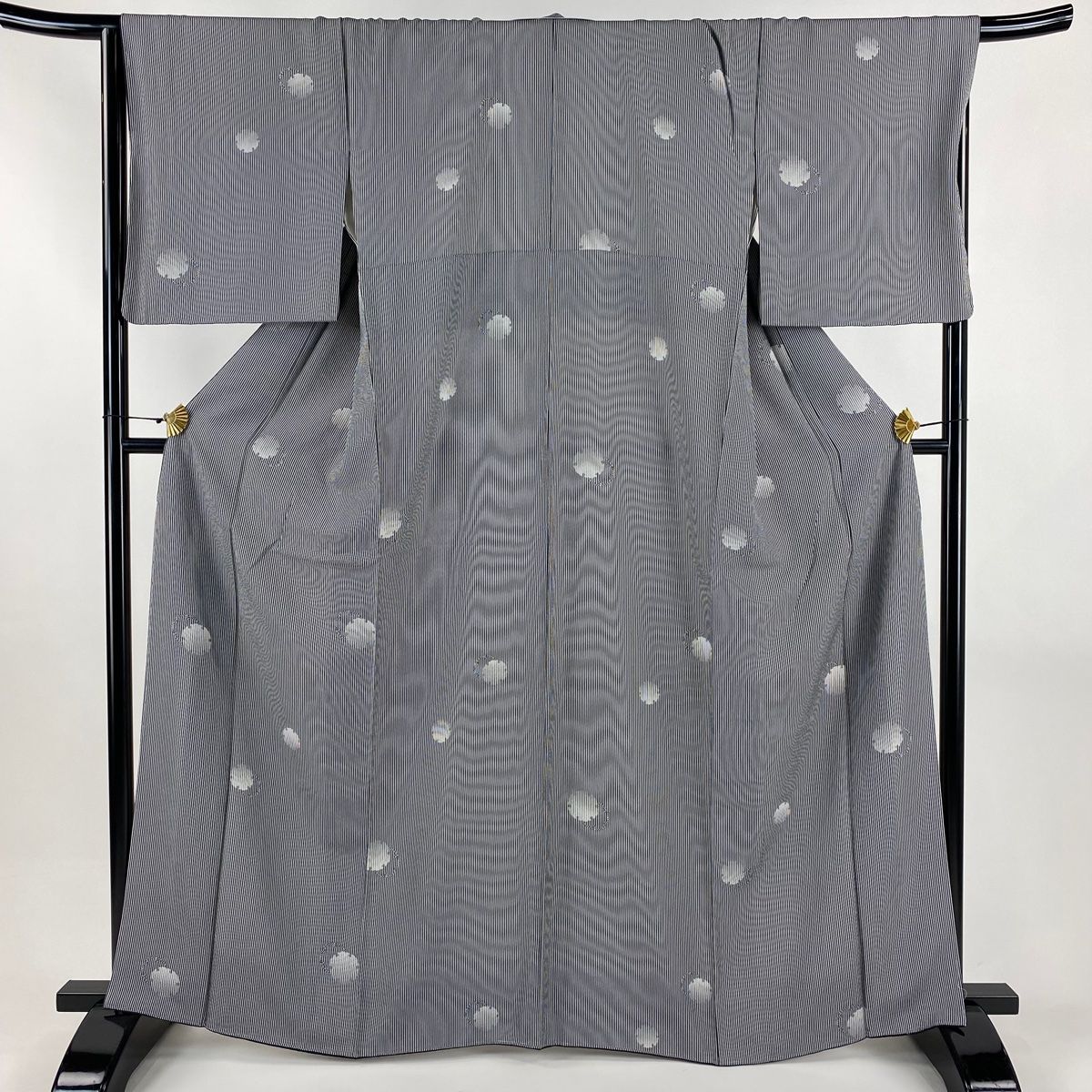 小紋 身丈164.5 cm 裄丈67 M 袷 黒灰 正絹 秀品