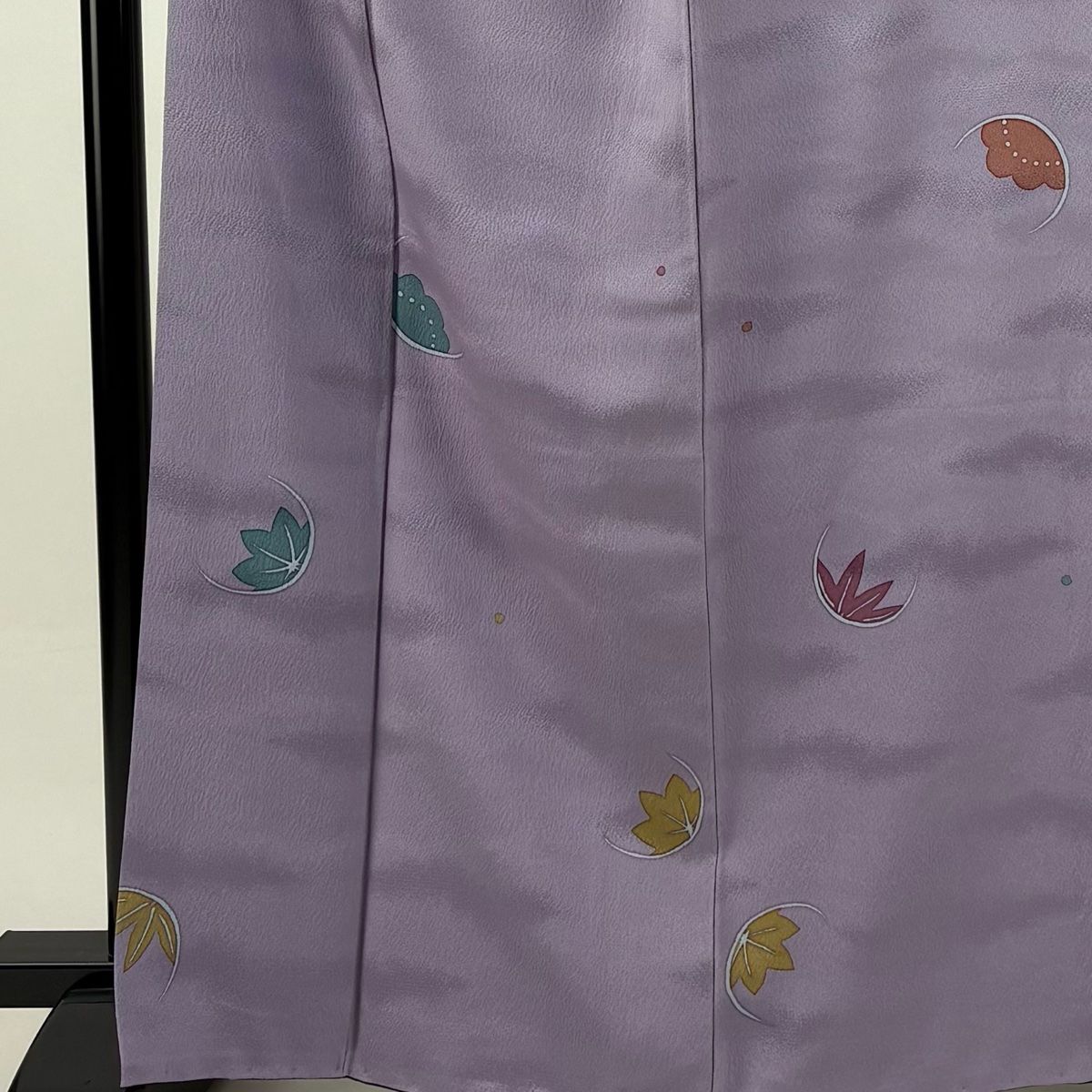 小紋 身丈166 cm 裄丈66 5 M 袷 落款 花 楓 紫 正絹 秀品