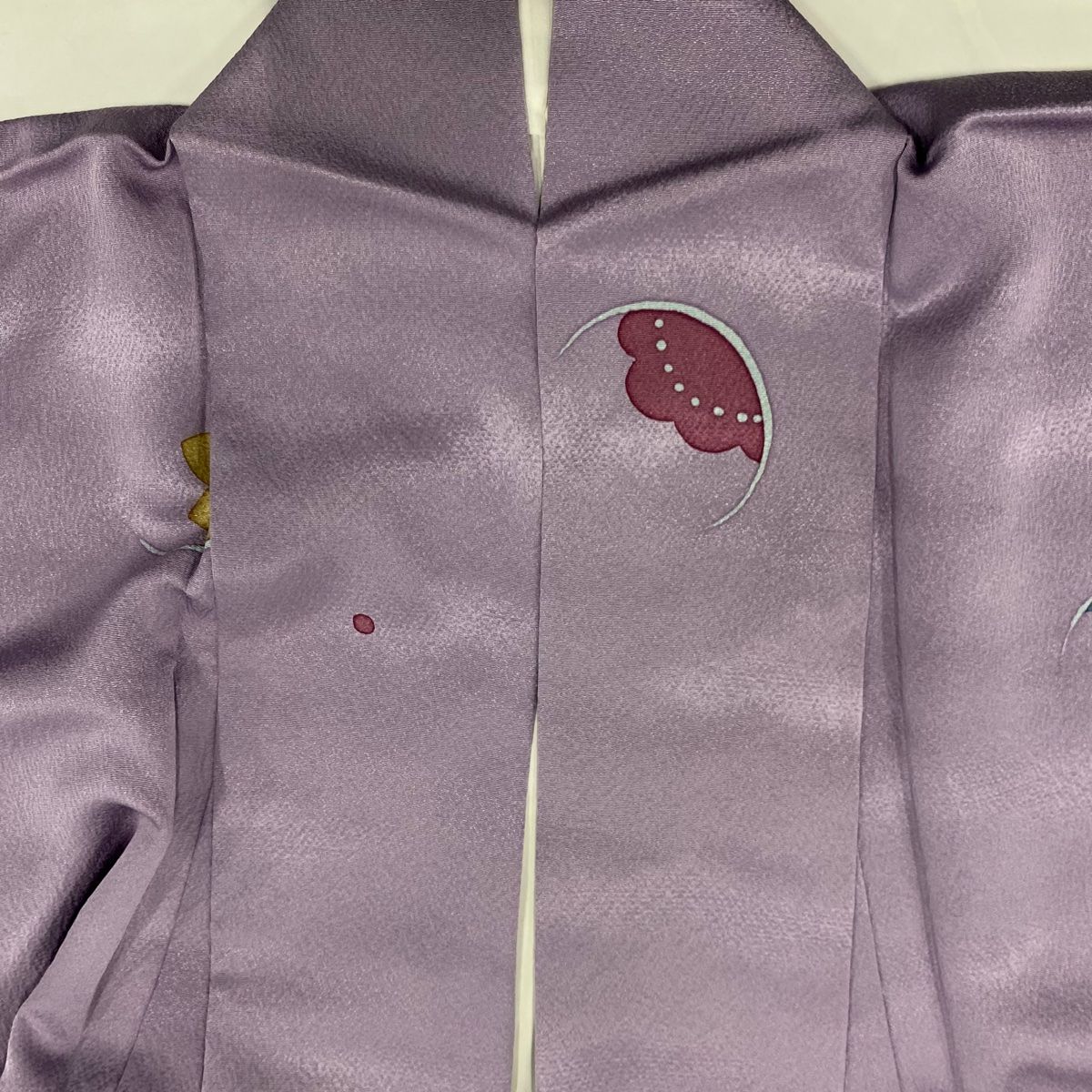  小紋 身丈166 cm 裄丈66.5 M 袷 落款 花 楓 紫 正絹 秀品 小紋 着物