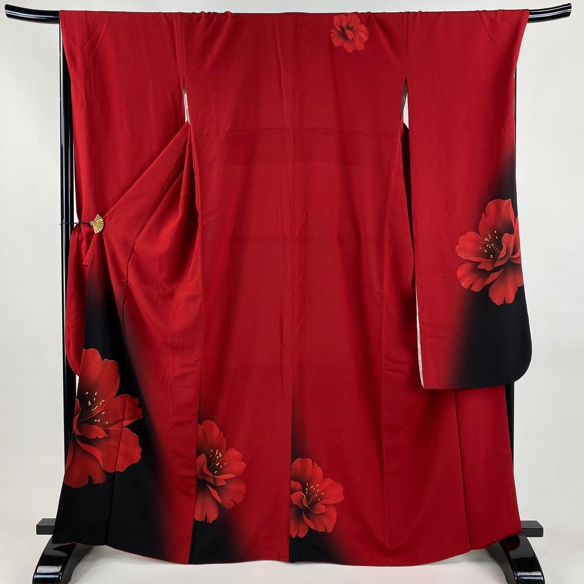振袖 身丈165.5 cm 裄丈69 L 袷 鈴乃屋 花 金彩 ぼかし 赤 正絹 秀品