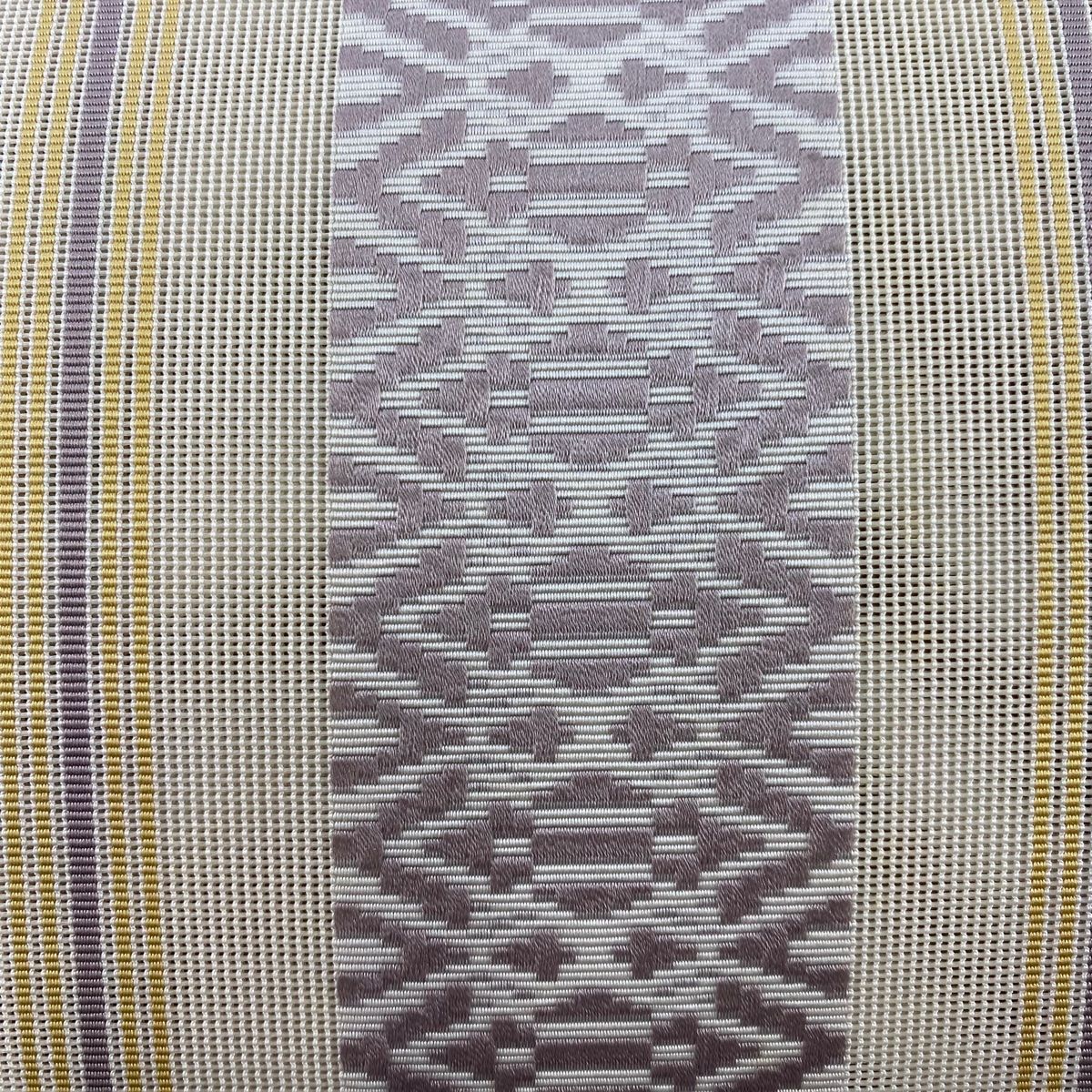 名古屋帯 秀品 八寸名古屋帯 夏帯 紗 トンネル仕立て 縞 独鈷 ベージュ 正絹