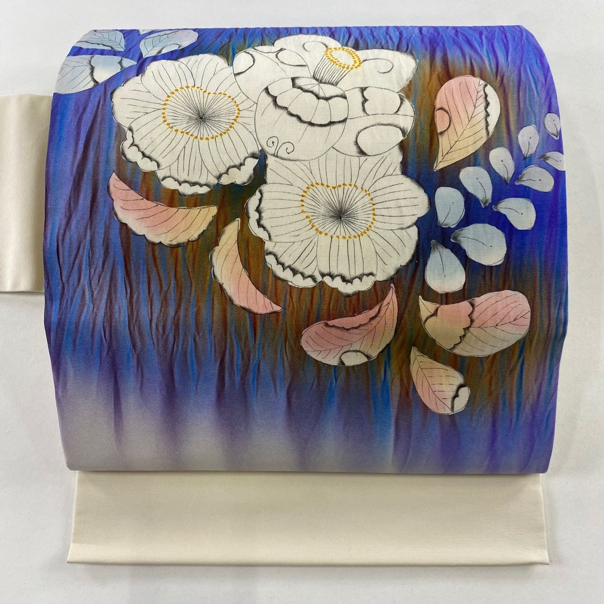 名古屋帯 秀品 辻が花柄 絞り 青紫 正絹