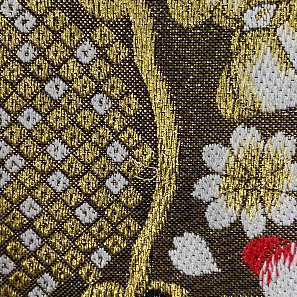  袋帯 秀品 雪輪 桜 金糸 箔 金色 六通 正絹 袋帯 帯