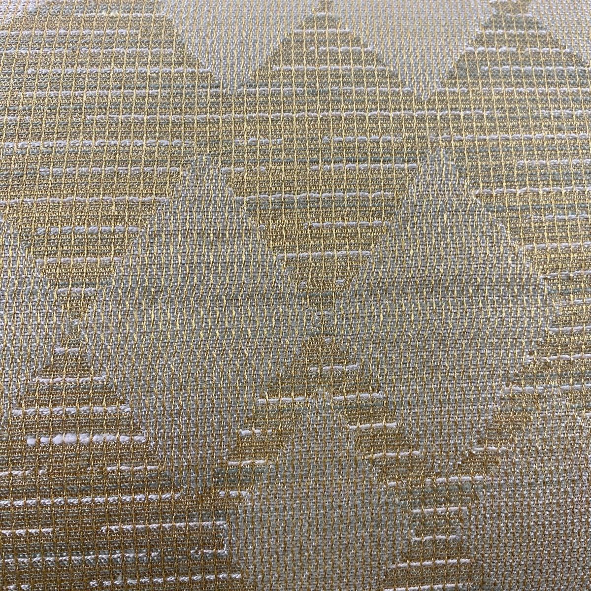 袋帯 秀品 菱文 縞模様 金糸 ベージュ 六通 正絹