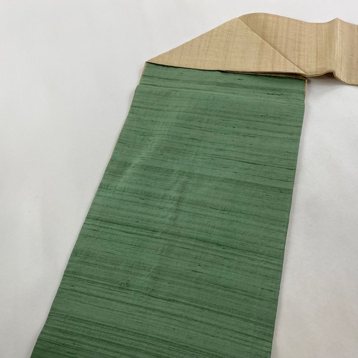  名古屋帯 秀品 紬地 草花 流水 絞り ベージュ 正絹 名古屋帯 帯