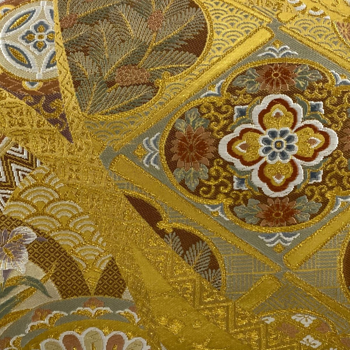 袋帯 秀品 落款 織匠五代目森祥 名宝貴奏 金糸 箔 金色 六通 正絹