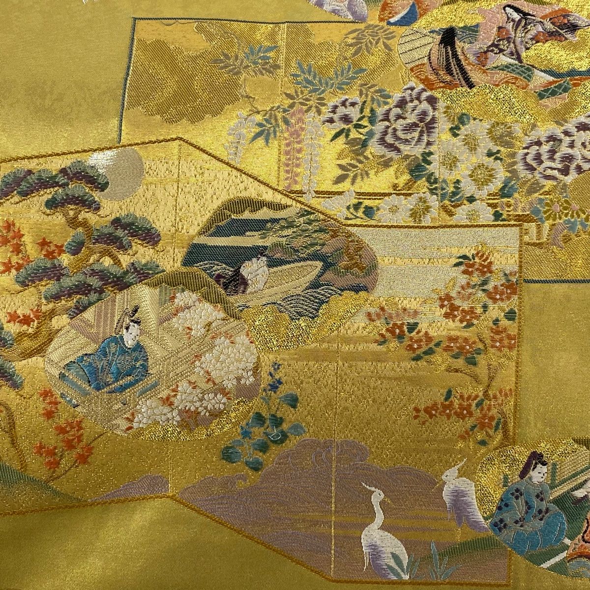 袋帯 秀品 平安雅貝合文 本金箔 刺繍 金色 お太鼓柄 正絹