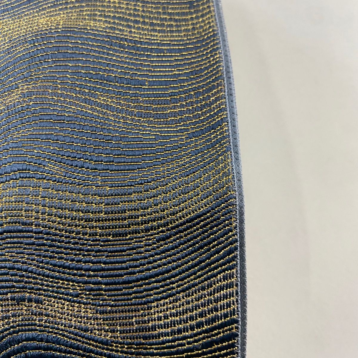  袋帯 秀品 よろけ縞 金糸 青灰色 六通 正絹 袋帯 帯