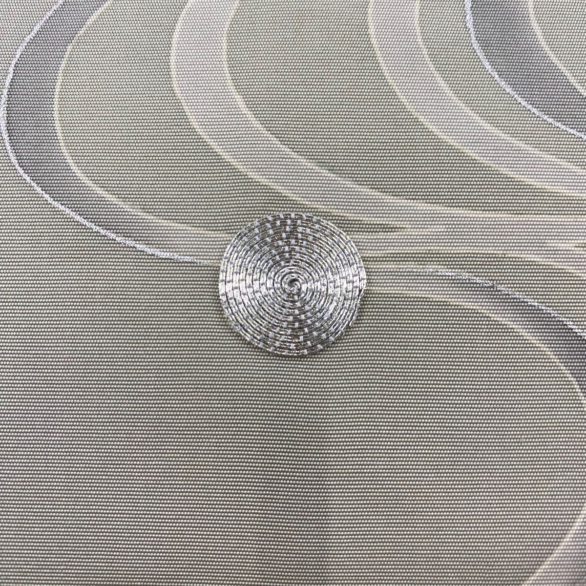  名古屋帯 秀品 流水 銀糸 銀彩 灰緑 正絹 名古屋帯 帯