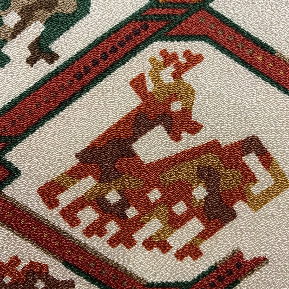 名古屋帯 秀品 有栖川文 十二支 金彩 縮緬 灰白 正絹