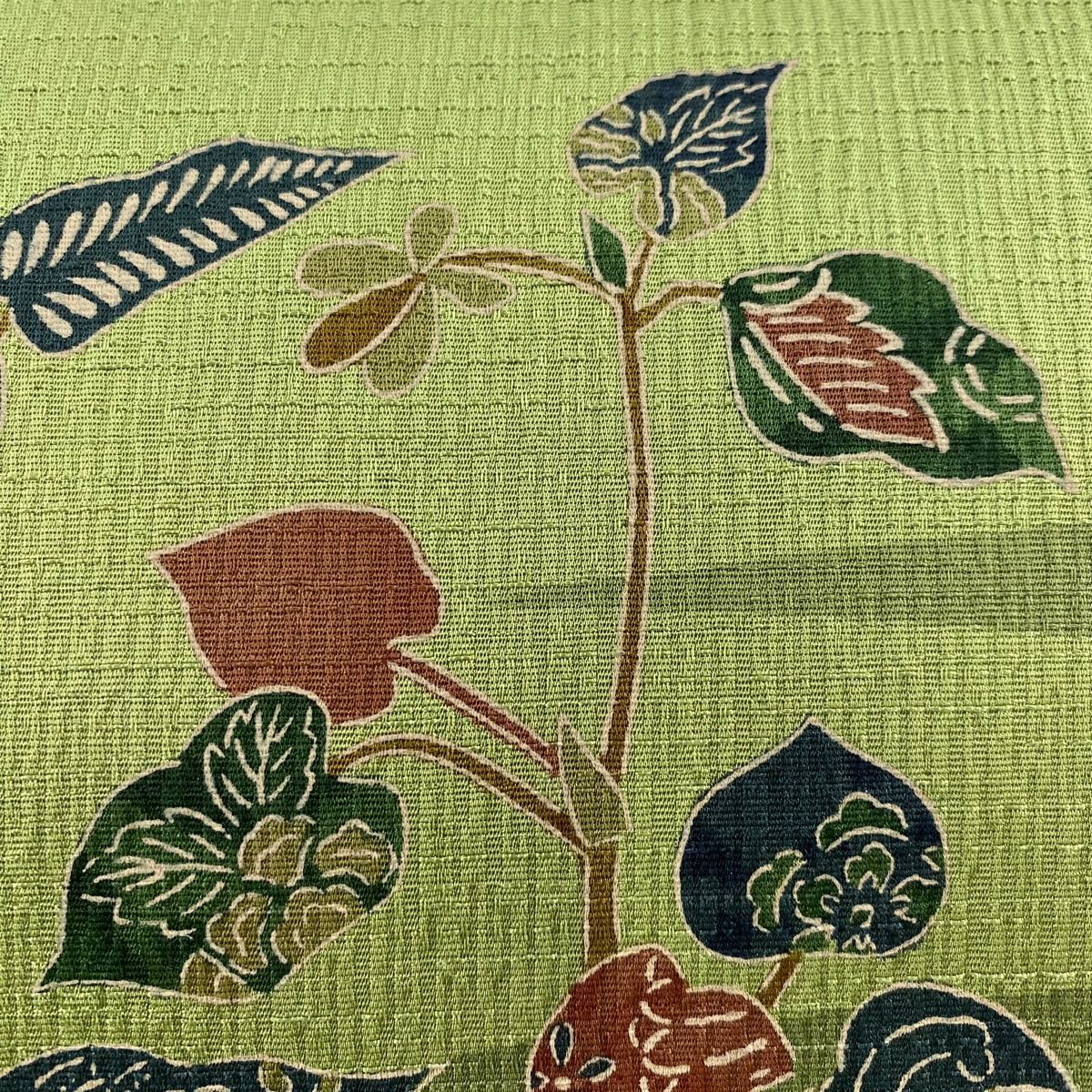 名古屋帯 秀品 草花 霞 よもぎ色 正絹