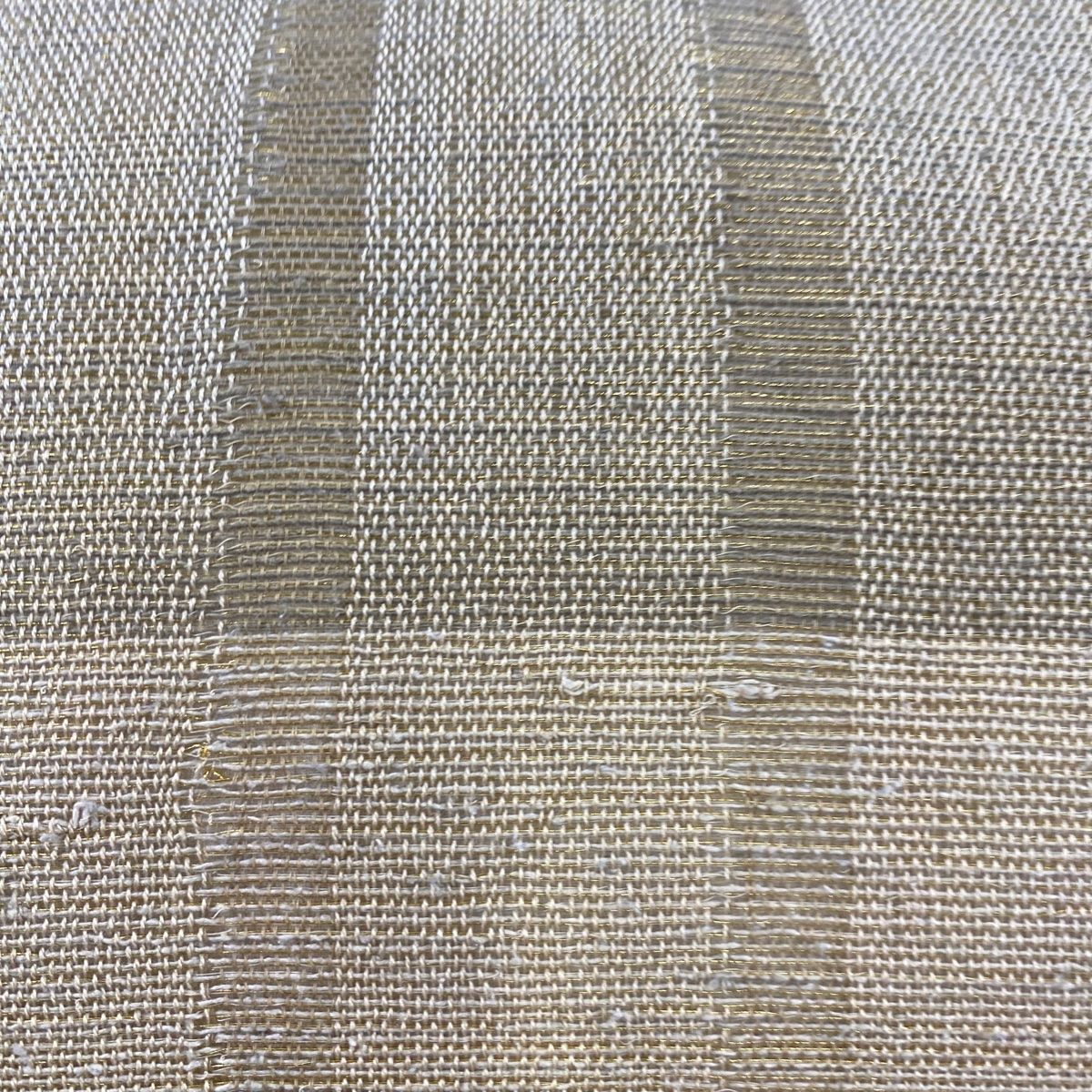  袋帯 秀品 段縞 縞 金糸 灰茶 全通 正絹 袋帯 帯